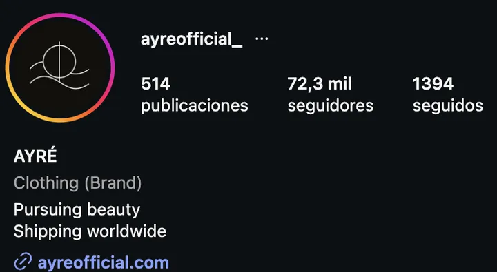 Perfil de Instagram de Ayré